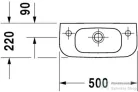 Duravit D-Code 50x22 cm kézmosó csaplyuk jobb oldalon 07065000082 ( 070650 )
