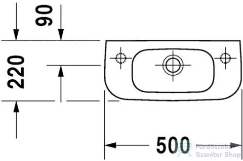 Duravit D-Code 50x22 cm kézmosó csaplyuk jobb oldalon 07065000082 ( 070650 )