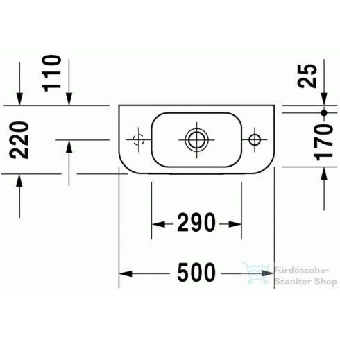 Duravit Happy D.2 50x22 cm kézmosó csaplyuk nélkül 0711500000 ( 071150 )