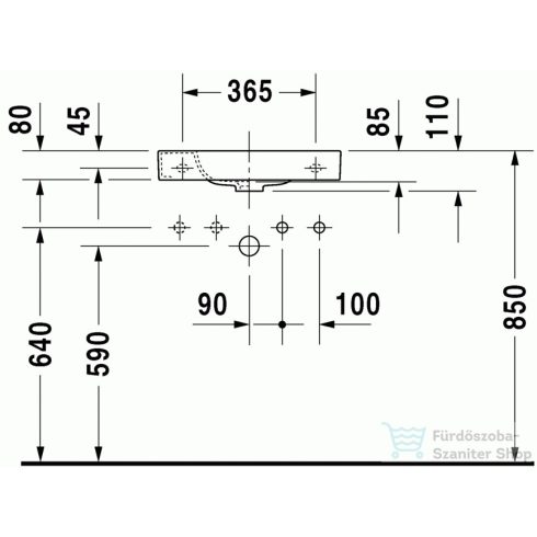 Duravit Happy D.2 50x22 cm kézmosó csaplyuk balra 0711500009 ( 071150 )