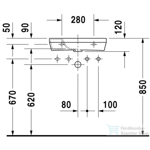Duravit DURASTYLE  50x22 cm-es kézmosó jobbos csaplyukkal,Wondergliss bevonattal,07135000081