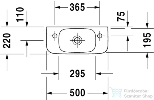 Duravit Durastyle 50x22 cm-es kézmosó bal oldali csaplyukkal 0713500009 ( 071350 )