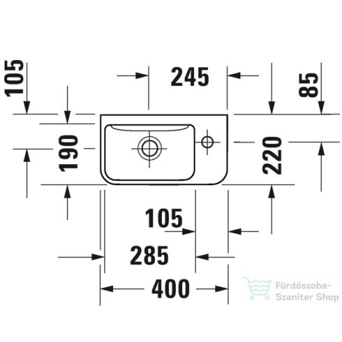 Duravit ME BY STARCK 40x22 cm-es kézmosó,White Satin matt,Wondergliss bevonattal,07174032001