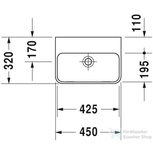 Duravit ME BY STARCK 45x32 cm-es kézmosó csaplyuk nélkül,Wondergliss bevonattal,07194500101