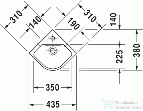 Duravit ME by Starck 43x38 cm sarokkézmosó 0722430000 ( 072243 )