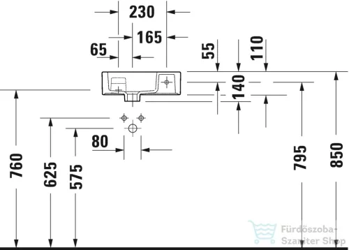 Duravit VERO AIR 380x250 mm-es bútorral aláépíthető mosdó,0724380000