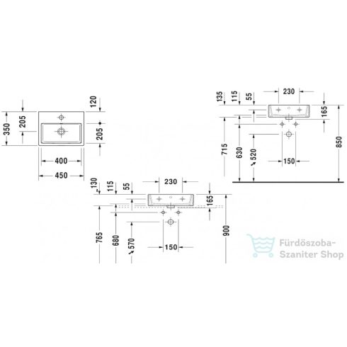 Duravit VERO AIR 450x350 mm-es bútorral aláépíthető mosdó,0724450000