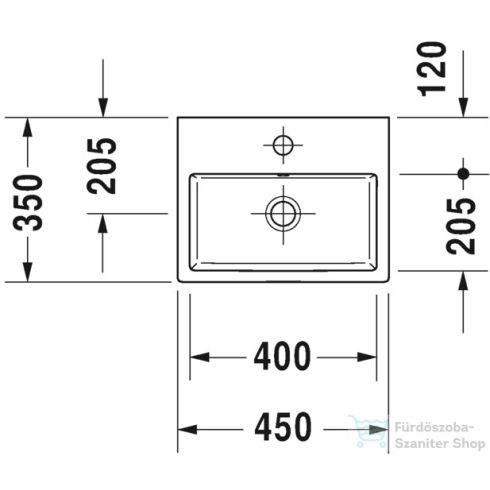 Duravit VERO AIR 45x35 cm-es kézmosó Wondergliss bevonattal,07244500271