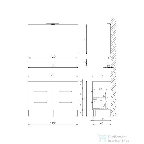 TBoss Floating Mirror Easy 120 tükör led világítással 07300
