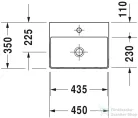 Duravit DURASQUARE 45x35 cm-es bútorral aláépíthető mosdó túlfolyó nélkül,0732450041