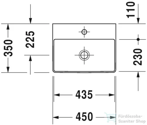 Duravit DURASQUARE 45x35 cm-es bútorral aláépíthető mosdó túlfolyó nélkül,0732450041