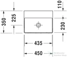 Duravit DURASQUARE 45x35 cm-es csiszolt kézmosó csaplyuk nélkül,0732450079