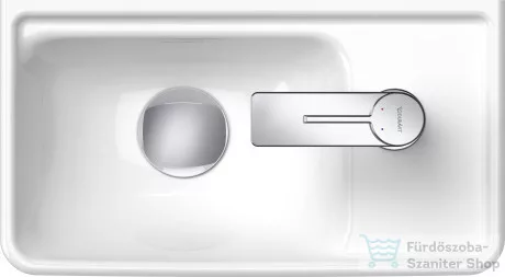 Duravit D-NEO 40x22 cm-es túlfolyó nélküli kézmosó jobb oldlai csaplyukkal,rögzítőkészlettel,fehér 0739400041