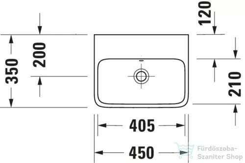 Duravit QATEGO 45x35 cm-es fali mosdó csaplyuk nélkül, HygieneGlaze felülettel, fehér 0746452060