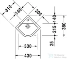 Duravit STARCK 3 43 cm-es sarok kézmosó Wondergliss bevonattal,07524400001