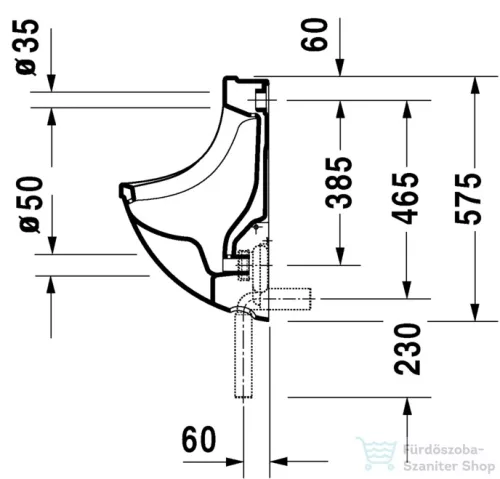 Duravit Starck 3 hátsó vízbekötésű piszoár 0821350000 ( 082135 )