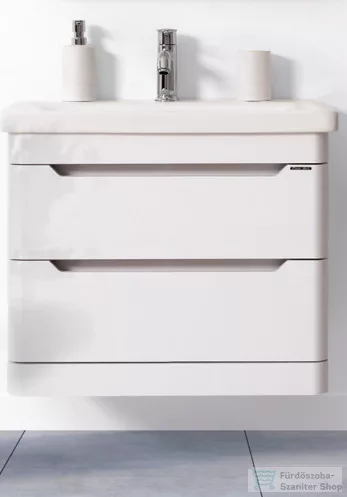 PinoArt  SOFT 65 FEHÉR Selyemfényű , Függesztett alsószekrény kerámiamosdóval, készreszerelt , fóliázott,  soft-close rendszerű  fiókos fürdőszobabútor,  Szifonkivágással (65*54*45,5 cm) 0840/13065