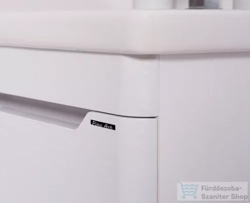 PinoArt  SOFT 65 FEHÉR Selyemfényű , Függesztett alsószekrény kerámiamosdóval, készreszerelt , fóliázott,  soft-close rendszerű  fiókos fürdőszobabútor,  Szifonkivágással (65*54*45,5 cm) 0840/13065