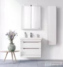 PinoArt  SOFT 65 FEHÉR Selyemfényű , Függesztett alsószekrény kerámiamosdóval, készreszerelt , fóliázott,  soft-close rendszerű  fiókos fürdőszobabútor,  Szifonkivágással (65*54*45,5 cm) 0840/13065
