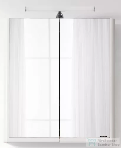 PinoArt Soft 65 FEHÉR Selyemfényű , készreszelt  Fóliázott polcozott tükrösszekrény LED Világítással ,belső konektorral,vilagításkapcsolóval. (65*78,3*22,6 cm) 0842