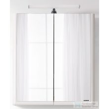   PinoArt Soft 80 FEHÉR Selyemfényű Készreszerelt Fóliázott Polcozott Tükrösszekrény LED Világítással , belső konektorral,vilagításkapcsolóval (80*78,3*22,6 cm)  0847
