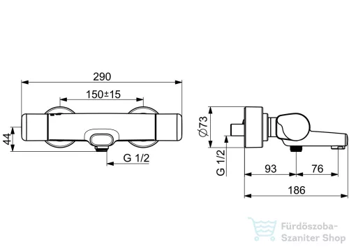 Hansa Hansacare termosztátos kádtöltő csaptelep,króm 08717100