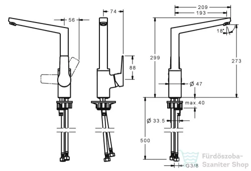 Hansa Hansatwist Protec mosogató csaptelep,matt fekete 0920220333