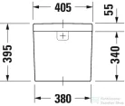 Duravit DARLING NEW monoblokkos wc tartály 6/3L,vízbekötés alul balra,Wondergliss bevonattal,09311000051