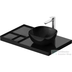   Duravit AURENA 80x50 cm kerámia mosdópult mosdóval, Durashield bevonattal, bal oldali pulttal, fényes fekete 099380AB00