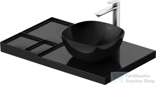 Duravit AURENA 80x50 cm kerámia mosdópult mosdóval, Durashield bevonattal, bal oldali pulttal, fényes fekete 099380AB00