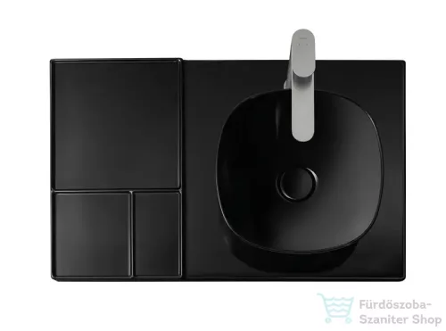 Duravit AURENA 80x50 cm kerámia mosdópult mosdóval, Durashield bevonattal, bal oldali pulttal, fényes fekete 099380AB00