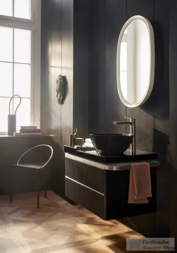 Duravit AURENA 80x50 cm kerámia mosdópult mosdóval, Durashield bevonattal, bal oldali pulttal, fényes fekete 099380AB00