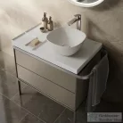 Duravit AURENA 80x50 cm kerámia mosdópult mosdóval, Durashield bevonattal, bal oldali pulttal, matt fehér 099380AC00