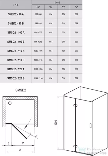 Ravak SMARTLINE SMSD2-90 (B) balos 90 cm-es zuhanyajtó,króm+transparent 0SL7BA00Z1