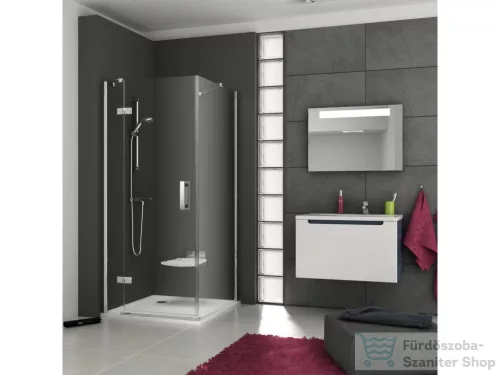 Ravak SMARTLINE SMSD2+SMPS 100x80 cm-es nyílóajtós,balos zuhanykabin fix oldalfallal,króm/transparent 0SLABA00Z1SET100SMPS80