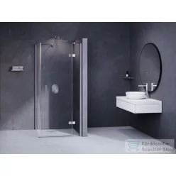  Ravak SMARTLINE SMSD2+SMPS 90x80 cm-es nyílóajtós,jobbos zuhanykabin fix oldalfallal,króm/transparent 0SP7BA00Z1SET90SMPS80