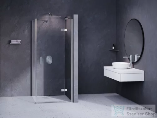 Ravak SMARTLINE SMSD2+SMPS 100x80 cm-es nyílóajtós,jobbos zuhanykabin fix oldalfallal,króm/transparent 0SPABA00Z1SET100SMPS80