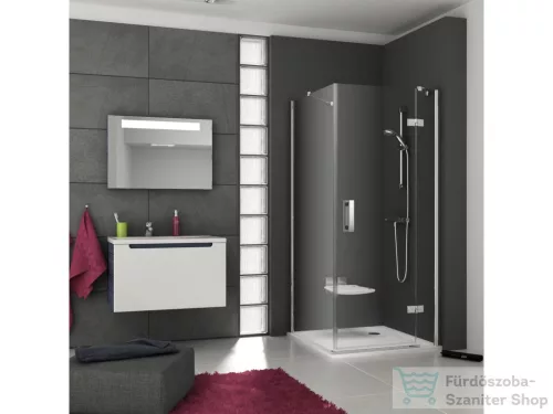 Ravak SMARTLINE SMSD2+SMPS 100x90 cm-es nyílóajtós,jobbos zuhanykabin fix oldalfallal,króm/transparent 0SPABA00Z1SET100SMPS90