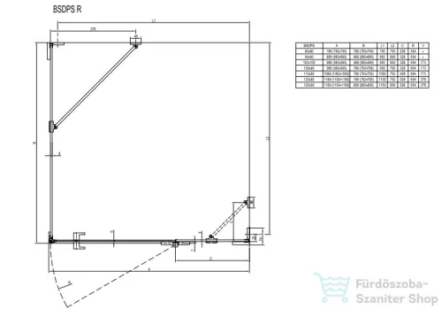 Ravak BRILLIANT BSDPS-90 90x90 cm-es jobbos nyílóajtós zuhanykabin zsanér,fogantyú,merevítő (B-SET) nélkül,króm+transparent,0UP77A00Z1