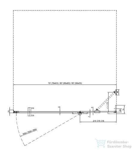 Ravak BRILLIANT BSD2-100 A-Jobb 100 cm-es nyílóajtó zsanérok és merevítő (B-SET) nélkül,Króm+Transparent 0UPAAA00Z1