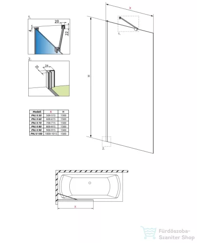Radaway Idea PNJ II 70 kádparaván, króm 10001070-01-01