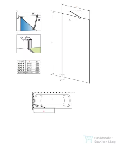 Radaway Idea PNJ II 80 kádparaván, szálcsiszolt arany 10001080-99-01