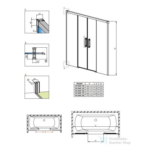 Radaway Idea Black PN DWD 170 kádparaván fekete 10004170-54-01