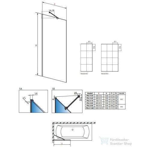 Radaway Modo New Black PNJ Factory 50 kádparaván 10006050-54-55