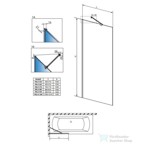 Radaway Modo New Black PNJ Frame 100 kádparaván 10006100-54-56