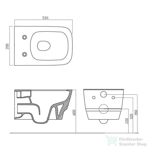 Sapho BELLO RIMLESS fali WC, 35,5x53cm  (100214)