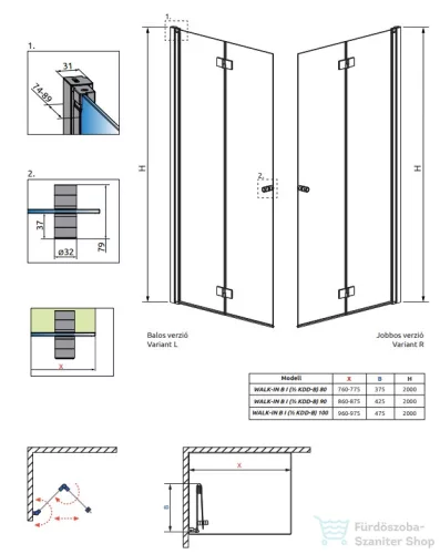Radaway Nes Walk-in KDD-B 100 zuhanyfal, matt fekete profil, balos 10024100-54-01L