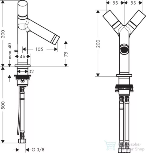 Hansgrohe AXOR STARCK kétkaros mosdó csaptelep DN15, automata leeresztővel, króm 10030000