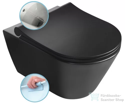 Sapho AVVA RIMLESS fali WC beépített bidézuhannyal, 53x35,5 cm, fekete (100312-110)