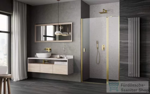 Radaway Nes Brushed Gold DWJ-II 90 zuhanyajtó, szálcsiszolt arany profil, jobbos 10036090-99-01R